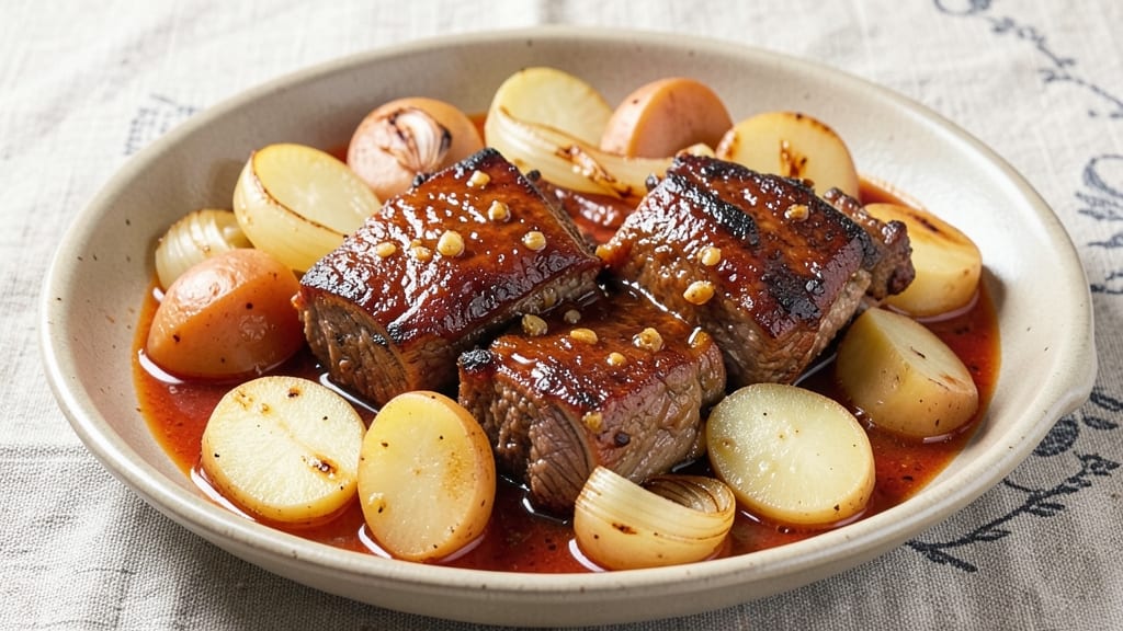 Beef Afritada Pinoy Recipe: Tomato-Soy Braised Beef With Crispy Potatoes