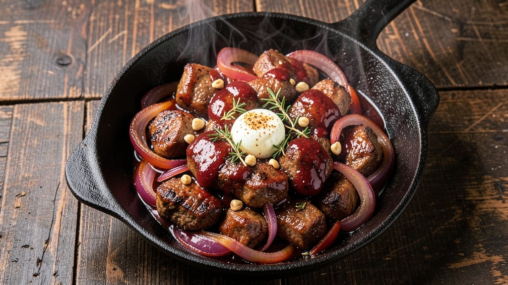 BBQ Beef Tips Recipe: Pan-Seared Crunch With Silky Onion Gravy