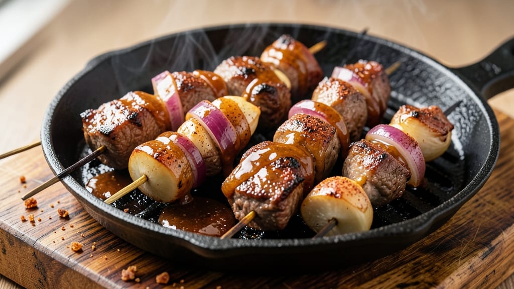 BBQ Beef Kabobs Recipe: Charred, Juicy Skewers With Smoky Sweet Gloss