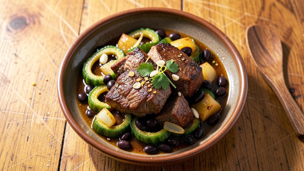 Beef Ampalaya With Black Beans Recipe: Bite-Sized Bitter Melon and Hearty Protein Fusion
