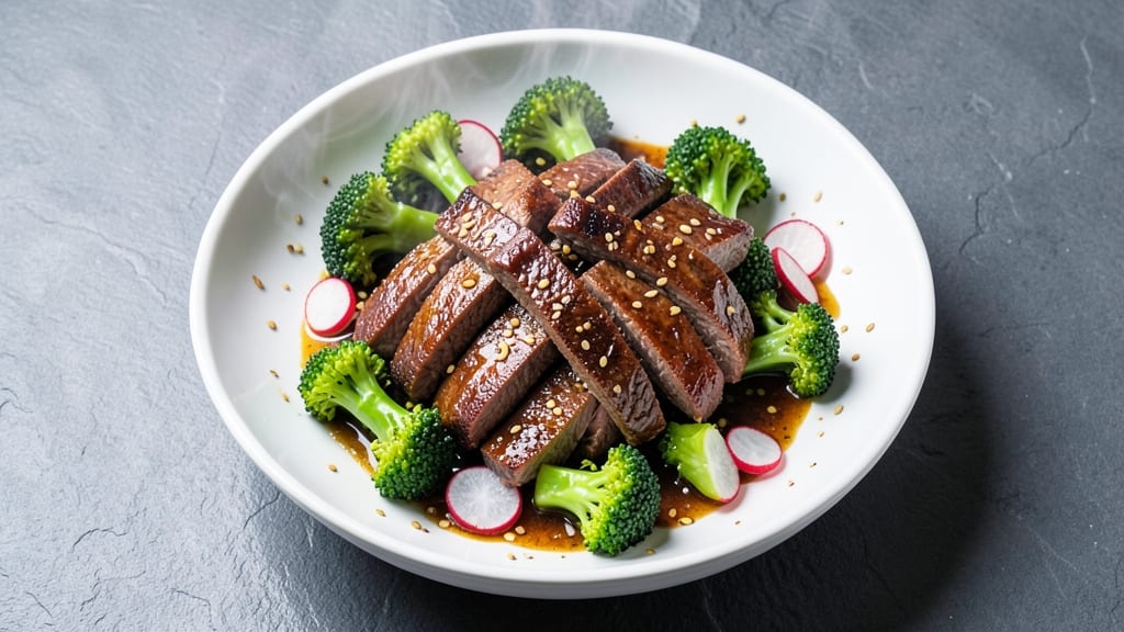 Beef and Broccoli Salad Recipe: Warm Soy-Ginger Vinaigrette Magic
