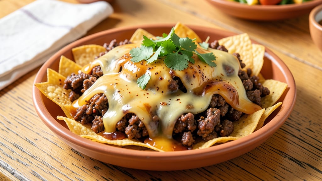 Baked Beef Nachos Recipe: Crispy Tortilla Towers with Cheese Pull-Apart Magic