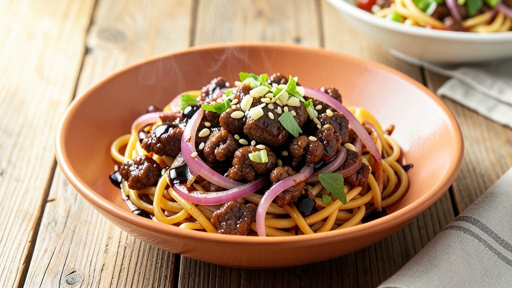 Beef and Ground Beef Noodles Recipe: Savory Wok-Fired Crunch With Silky Sauce