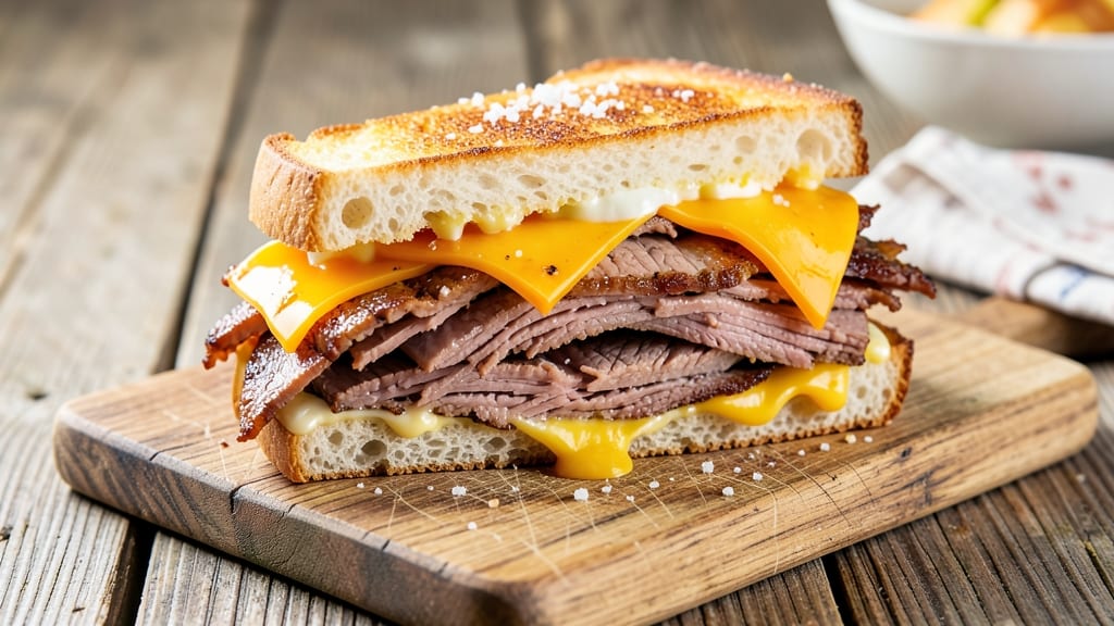 Arby's Roast Beef and Cheddar Cheese Sandwich Recipe: Crispy Toasted Bread With Melty Cheese Rivers