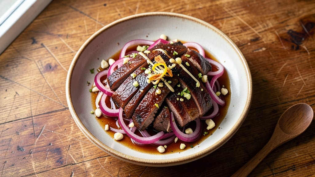 Beef Agujas Recipe: Skewered Spiced Beef with Charred Onions