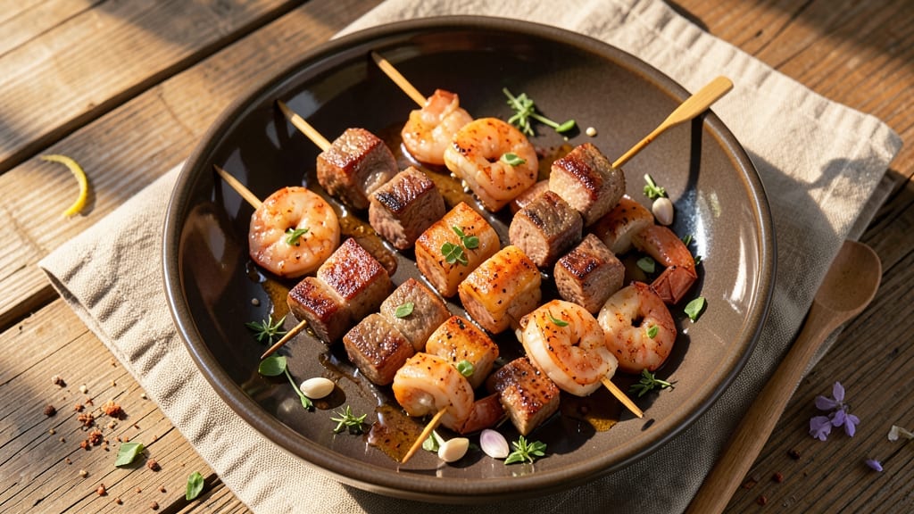 Beef and Shrimp Kabobs Recipe: Char-Grilled Sweet and Smoky Skewers