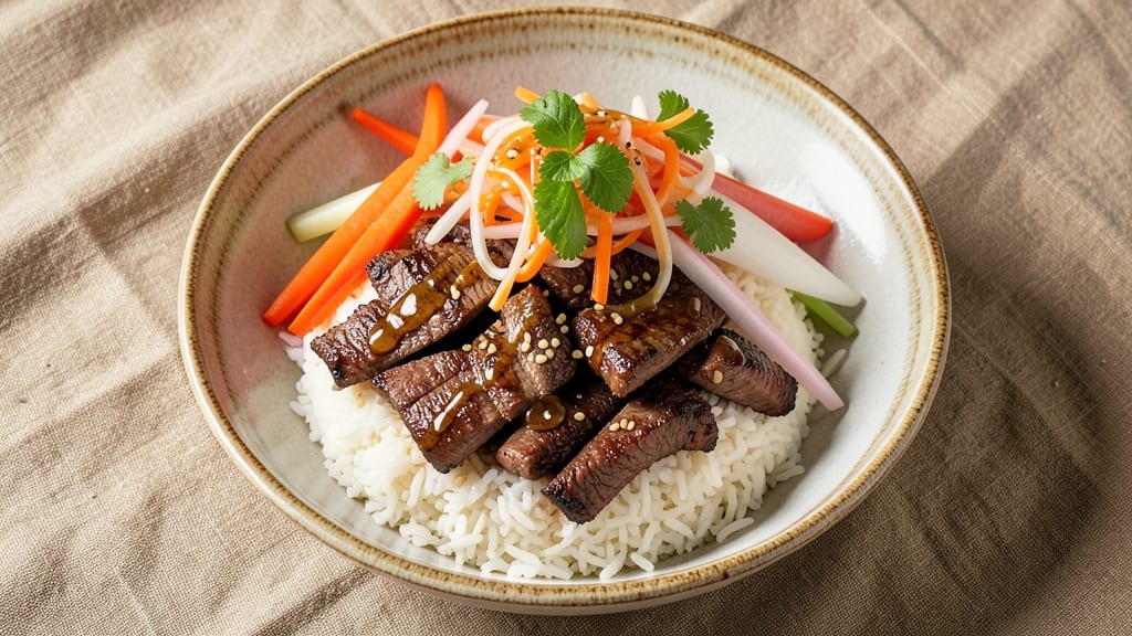 Beef Banh Mi Bowl Recipe: Crispy Pickled Veggies and Smoky-Sweet Beef in One Bowl