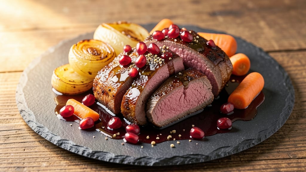 Beef and Pomegranate Recipe: Ruby Jewels in Savory Red Wine Braise