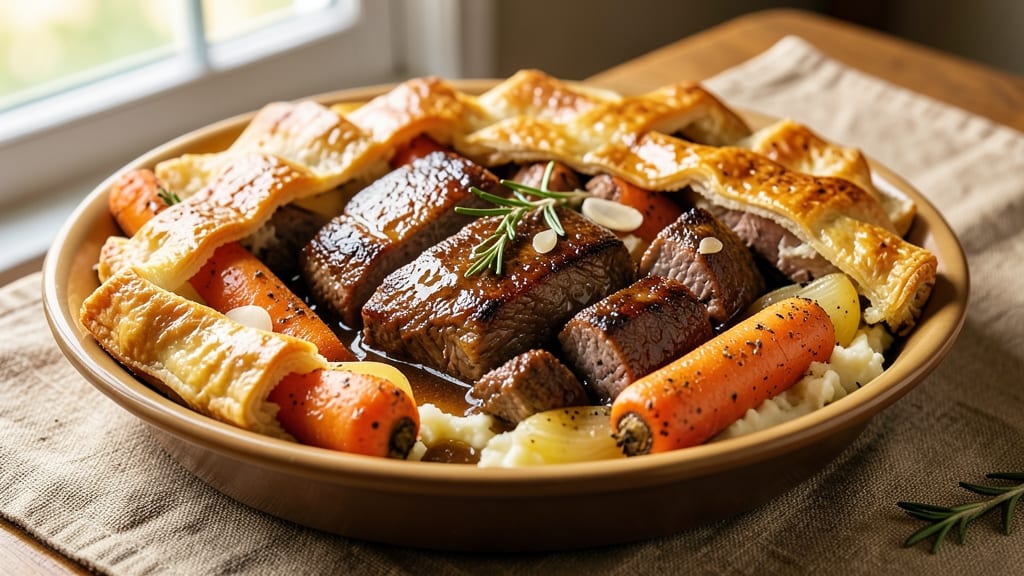 Beef and Veg Pie Recipe: Flaky Crust Holds Savory Meat and Root Filling