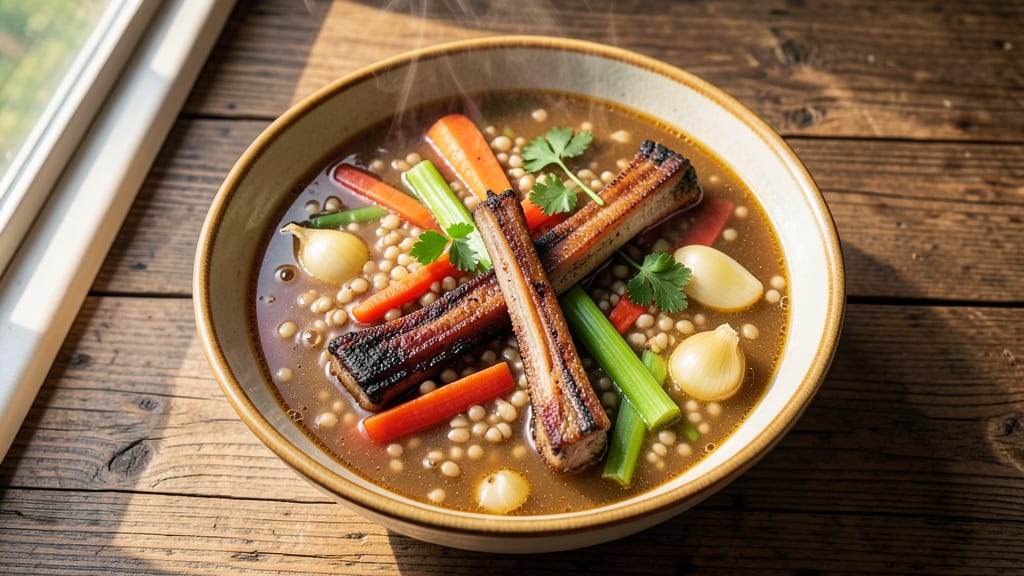Beef Barley Soup with Prime Rib Bones Recipe: Rich Bone Broth Depth Infused With Pearl Barley