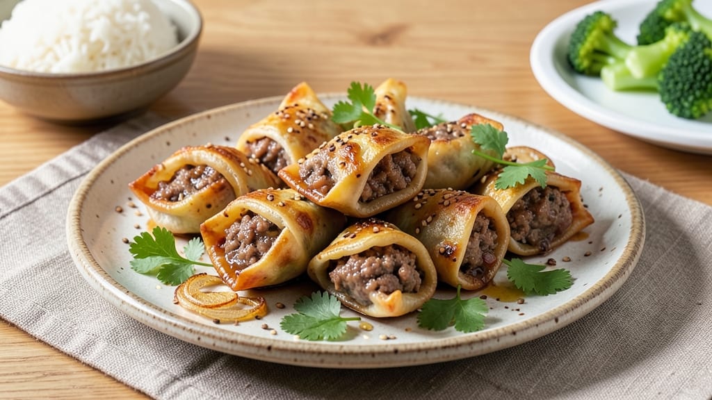 Baked Beef Wonton Recipe: Crispy Puffs with Savory Soy-Ginger Filling