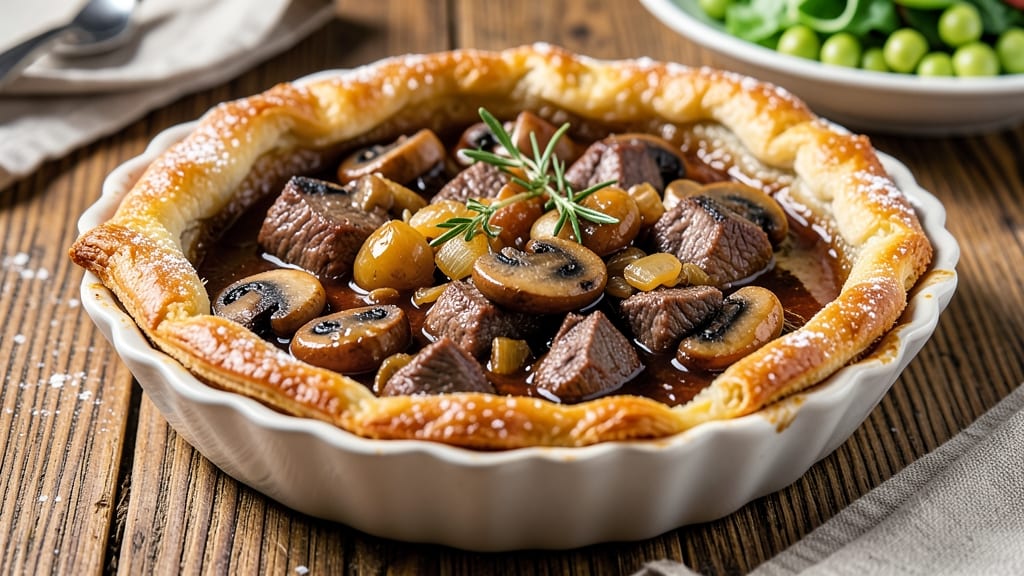 Beef and Mushroom Pie Recipe UK: Flaky Pastry Crust With Savory Meat and Umami Filling