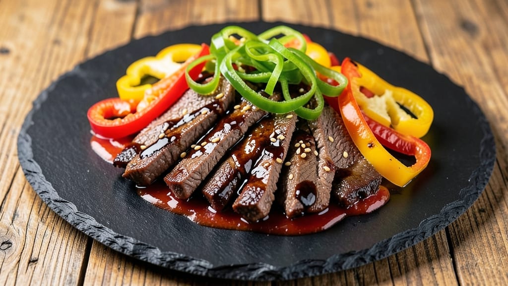 Beef and Bell Peppers Cowboy Bebop Recipe: Wok-Fired Umami Crunch With Silky Tomato Base