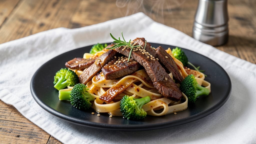 Beef And Broccoli Pasta Recipe: Wok-Seared Beef with Silky Garlic-Soy Sauce