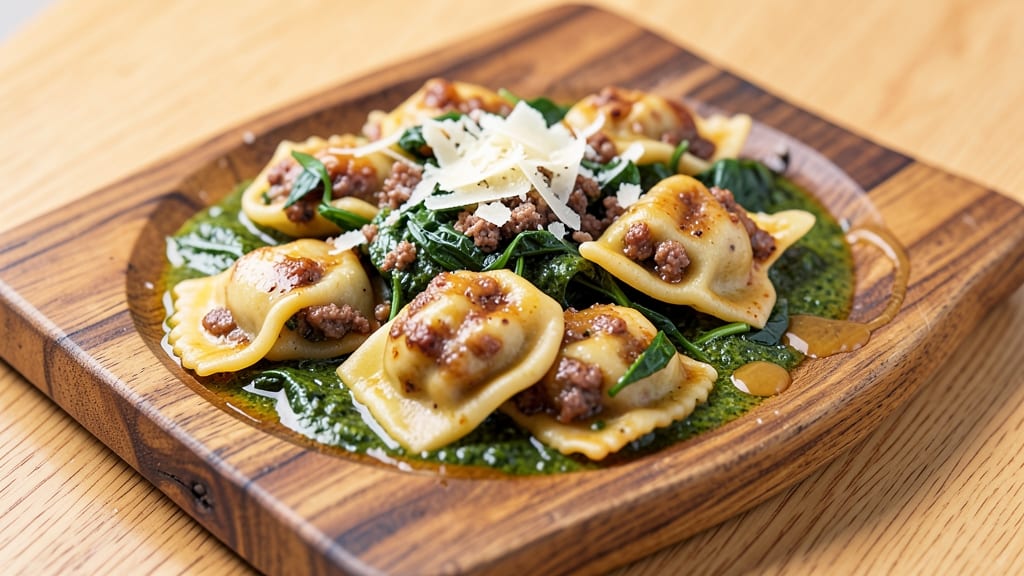 Beef and Spinach Ravioli Recipe: Pillowy Pasta With Herby Cheese Filling